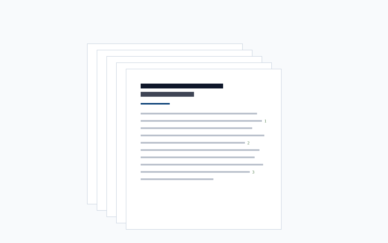 Illustration: research documents with numbered references.